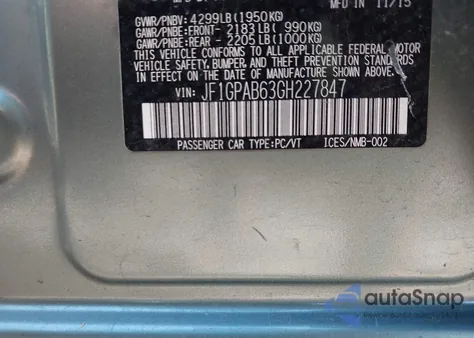 2016 Subaru Impreza 2.0I Premium from USA, damaged, VIN JF1GPAB63GH227847